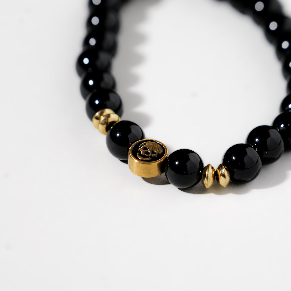 Bransoletka Czarna 6mm - skull